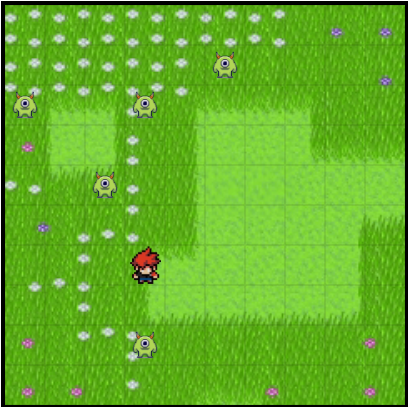 Captura de ecrã do jogo Aliens no Gramado